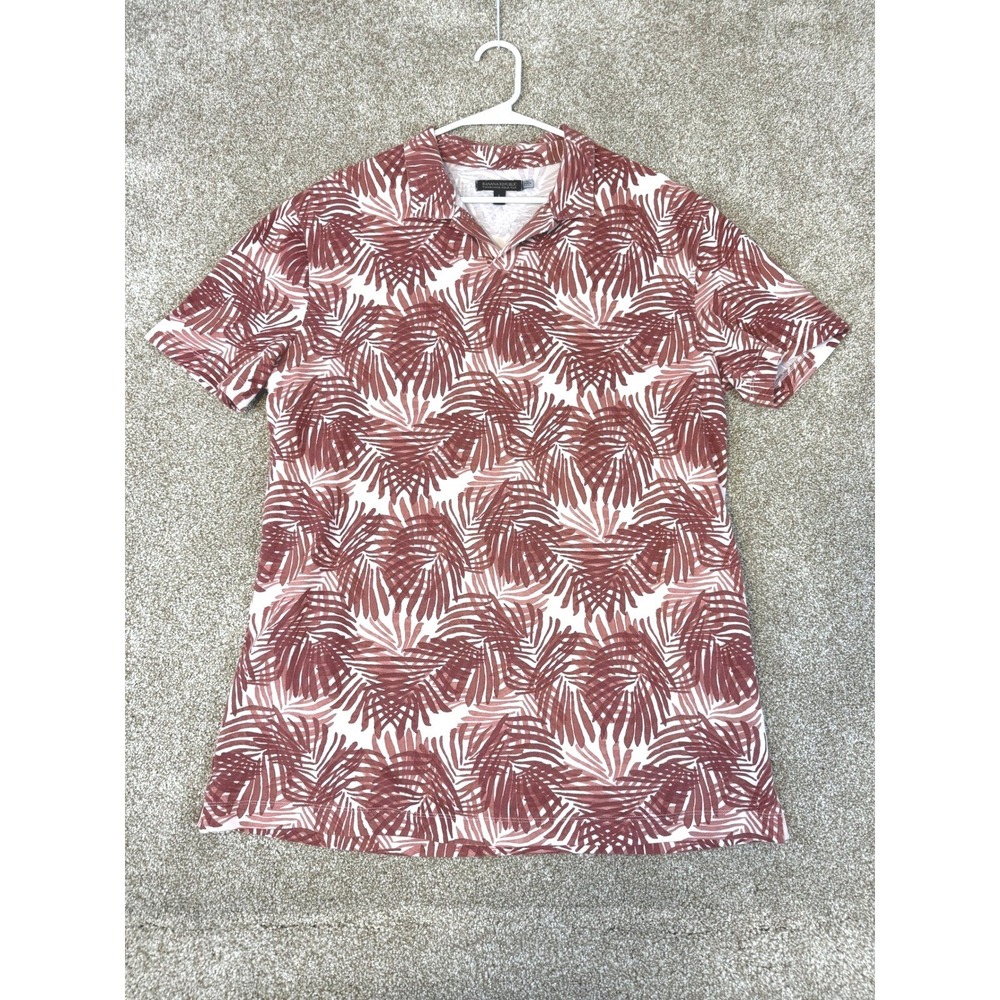 Banana Republic Mens Performance Pique Polo Shirt L Tropical Palm Leaf L Golf